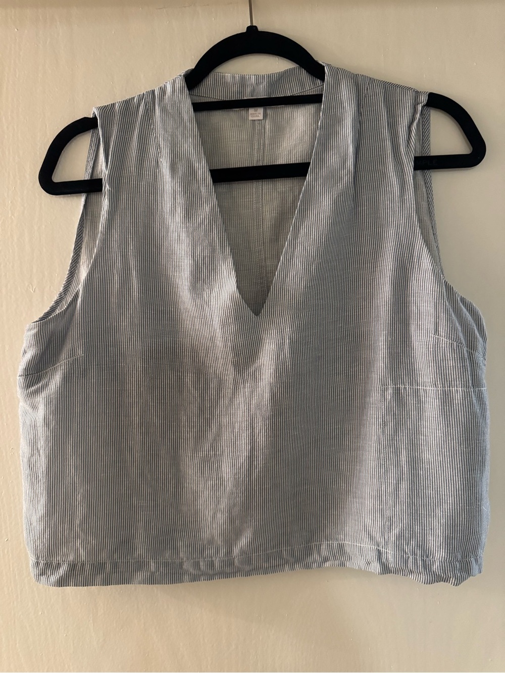 lunya Light Blue Pinstripe Sleeveless V-Neck Tank